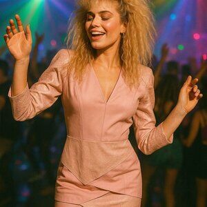 NWT Vintage Cache Leather Mini Dress 6 Bandage Bodycon Pastel Party Cocktail 80s